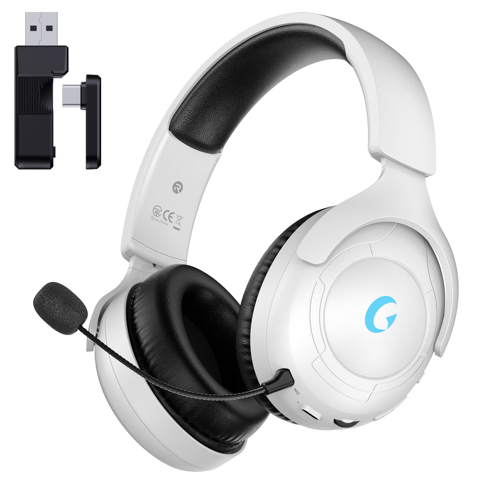 Wireless Gaming Headsets for PS5 PC Switch PC with Bluetooth 5.2, 2.4 Ghz USB Gaming Headphones with Detachable Microphone, 40H Battery Life, 3.5Mm Wired for Xbox Series,Black