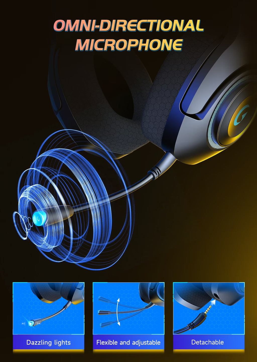 Wireless Gaming Headsets for PS5 PC Switch PC with Bluetooth 5.2, 2.4 Ghz USB Gaming Headphones with Detachable Microphone, 40H Battery Life, 3.5Mm Wired for Xbox Series,Black